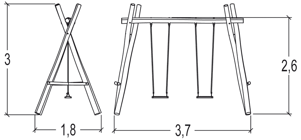 Huśtawka wahadłowa z robinii J490 Huśtawka wahadłowa z robinii J490